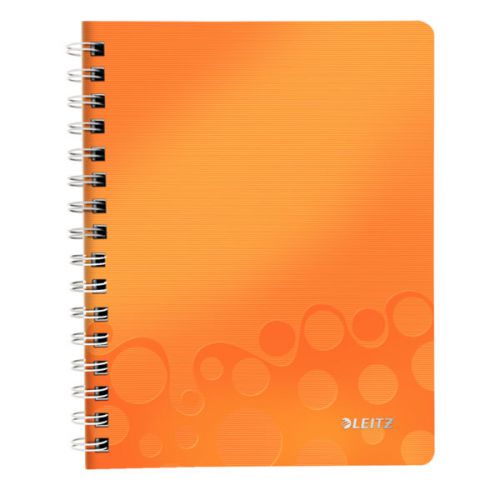 Leitz WOW Notebook A5 Wire Bound Polypropylene Ruled 80 Sheets Orange Metallic