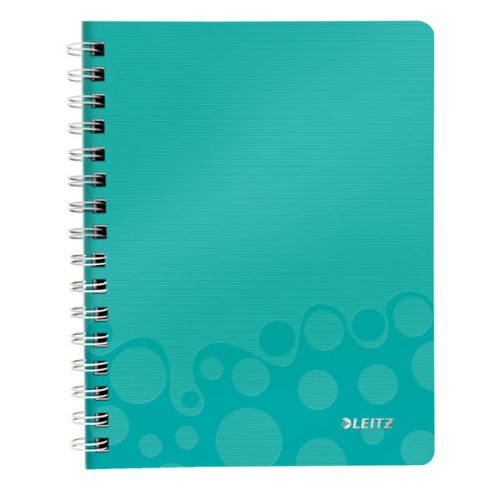 Leitz WOW Notebook A5 ruled, wirebound with Polypropylene cover 80 sheets. Ice Blue - Outer carton of 6