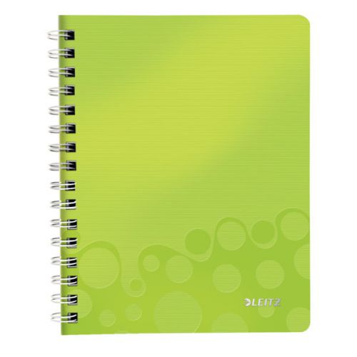 Leitz WOW Notebook A5 Wire Bound Polypropylene Ruled 80 Sheets Green Metallic