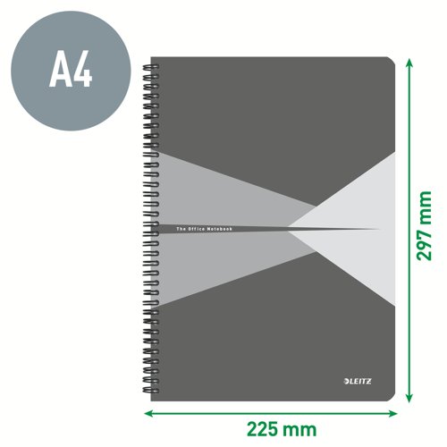 Leitz Office Notebook A4 squared, wirebound with cardboard cover - Outer carton of 5