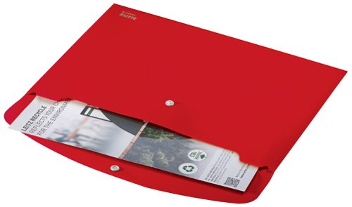 Leitz Recycle Polypropylene Document Wallet With Push Button Closure Red 46780025
