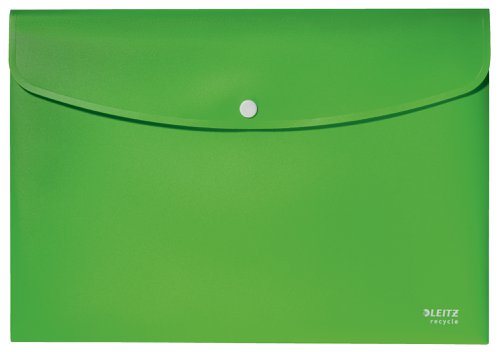 Leitz Recycle Polypropylene Document Wallet With Push Button Closure Green 46780055  41248AC