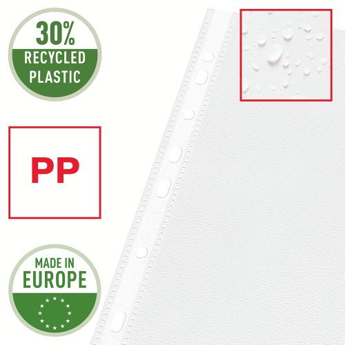 Esselte Multi Punched Pocket Polypropylene A4 105 Micron Top Opening Clear (Pack 25) 47187