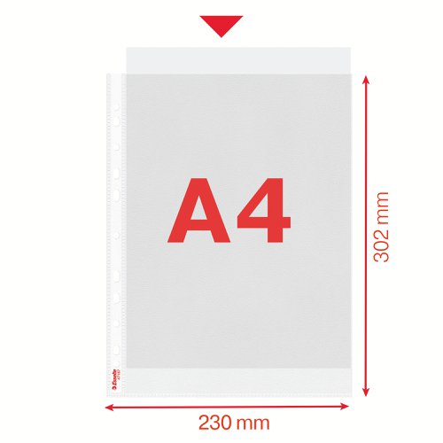 Esselte Multi Punched Pocket Polypropylene A4 105 Micron Top Opening Clear (Pack 25) 47187