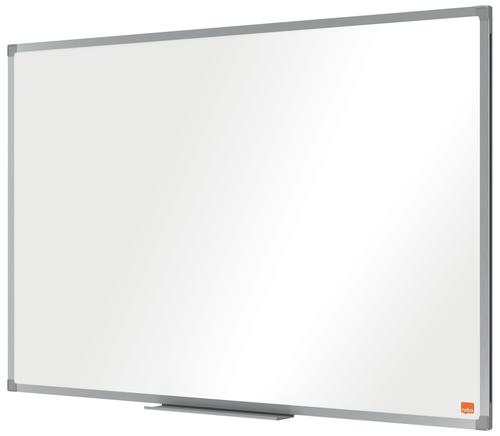 29656AC | Steel magnetic whiteboard with an anodised aluminum trim. Fixed by a through corner wall mounting and supplied with a whiteboard pen tray. The painted steel magnetic whiteboard surface delivers an increase level of erasability for frequent use. Size: 900x600mm.