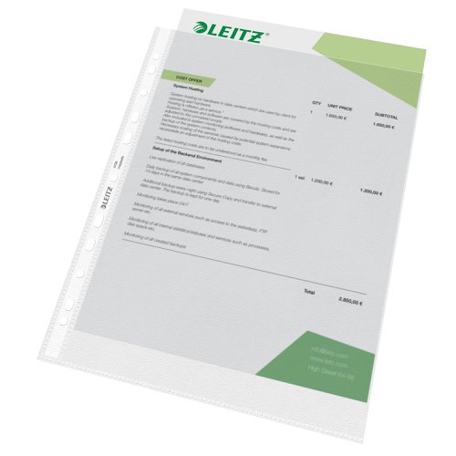 Leitz Quality Pocket A4, 30% pre-consumer recycled plastic 47966003 Buy online at Office 5Star or contact us Tel 01594 810081 for assistance