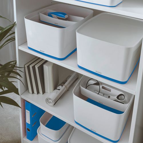 Leitz Mybox Large With Lid White/Blue Storage Containers AS9489