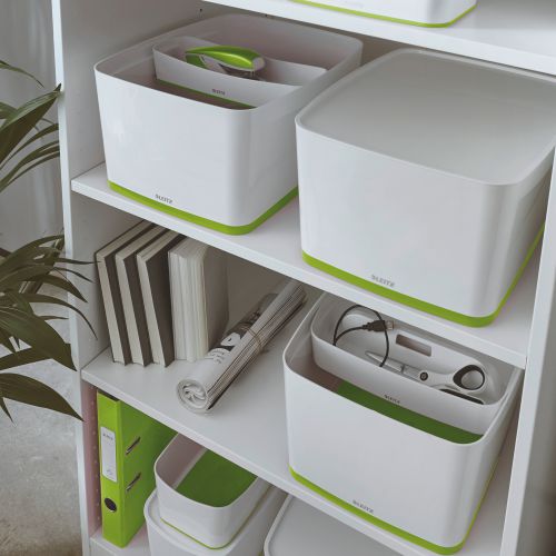 Leitz Mybox Large With Lid White/Green Storage Containers AS9490