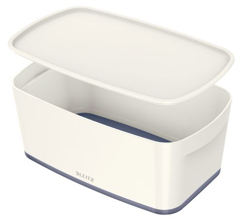 Leitz MyBox WOW Small with lid, Storage Box 5 litre, W 318 x H 128 x D 191 mm. White/grey - Outer carton of 4