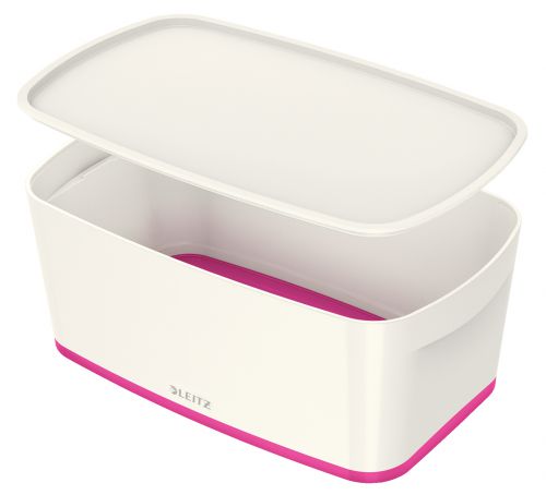 Leitz MyBox WOW Storage Box Small with Lid White/Pink 52294023