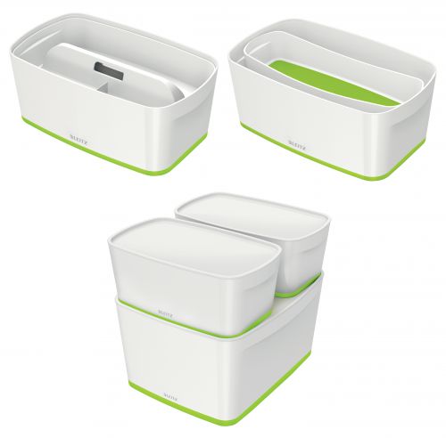 Leitz Mybox Small With Lid White/Green Storage Containers AS9486