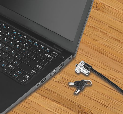 The N17 Keyed Laptop Lock allows laptops and devices using the wedge-shaped security slot to be anchored to a fixed object, deterring opportunistic theft. The tough and compact lock head is ideal for today's ultra-thin devices, with unique lock engagement creating the strongest connection between the lock and security slot.