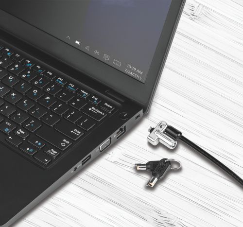 10842AC | The N17 Keyed Laptop Lock allows laptops and devices using the wedge-shaped security slot to be anchored to a fixed object, deterring opportunistic theft. The tough and compact lock head is ideal for today's ultra-thin devices, with unique lock engagement creating the strongest connection between the lock and security slot.