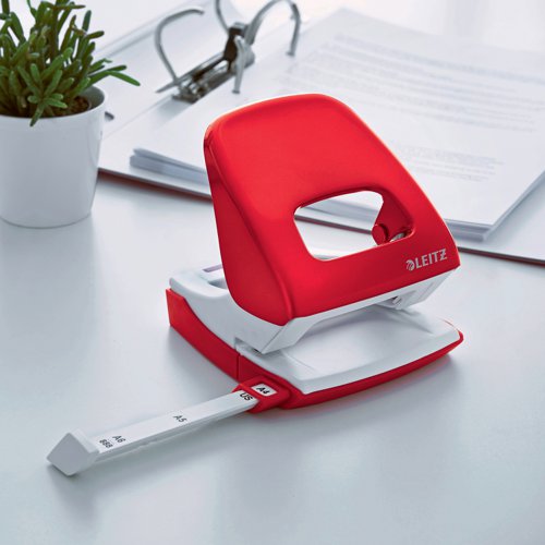 Leitz NeXXt WOW 2 Hole Metal Office Hole Punch 30 Sheet Red - 50081026 ACCO Brands