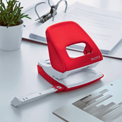 Leitz NeXXt WOW 2 Hole Metal Office Hole Punch 30 Sheet Red - 50081026