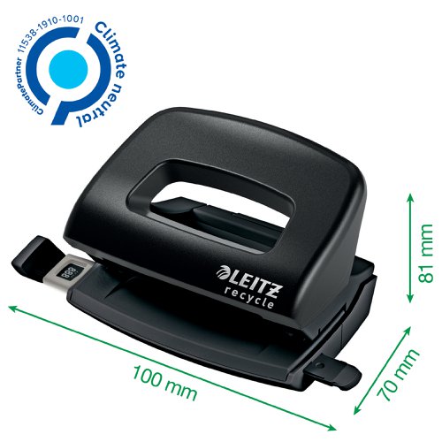 Leitz NeXXt Recycle Mini Hole Punch 10 Sheets Black - 50100095 ACCO Brands