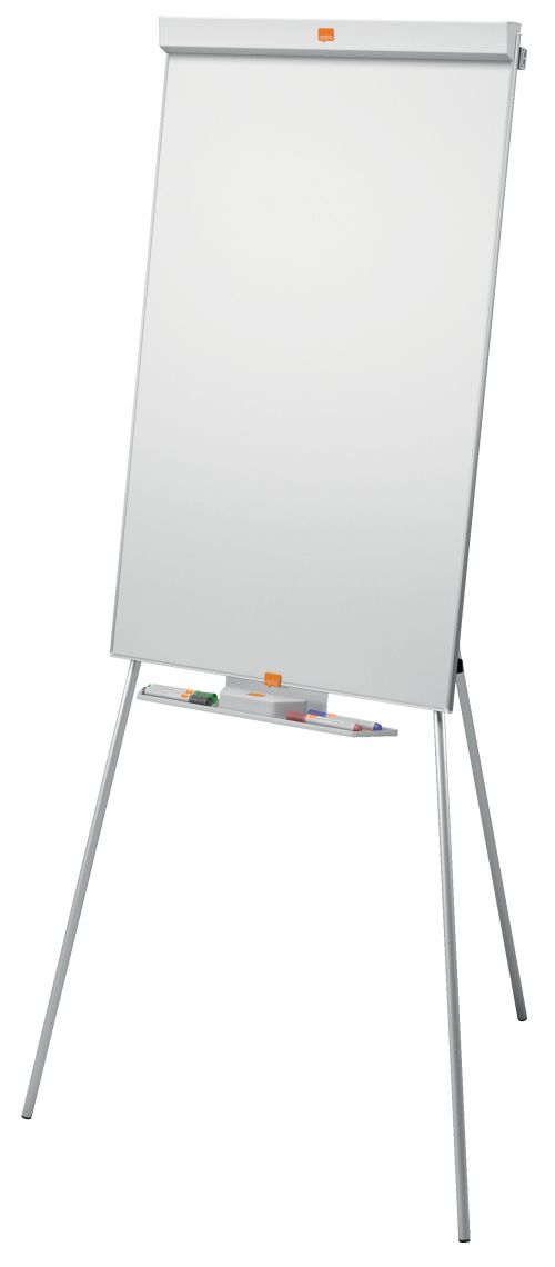 Classic Nano Clean™ tripod easel with a contemporary slim and unobtrusive frame maximises space on the board, with the spacious pen tray sitting below the board so not encroaching on the board's surface. The tripod legs are adjustable for height and fully retract for storing or moving. Magnetic steel whiteboard with Nano Clean™ surface technology delivers increased erasability, for frequent use.