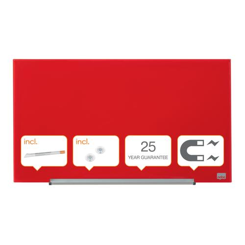 Nobo Impression Pro Magnetic Glass Whiteboard Red 680x380mm 1905183