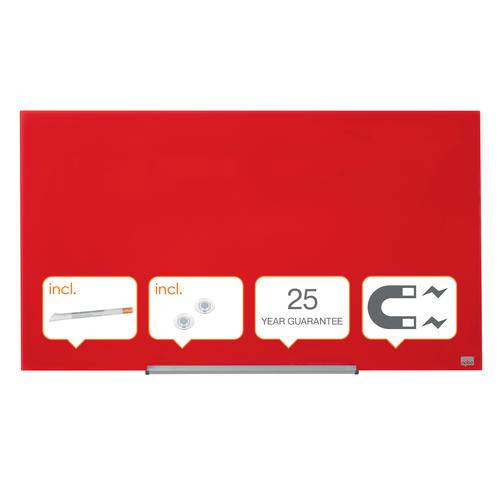 Nobo Impression Pro Magnetic Glass Whiteboard Red 1000x560mm 1905184