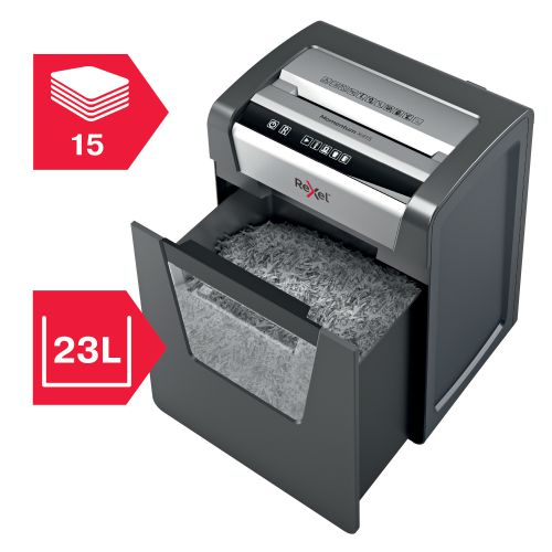 Rexel Momentum X415 Cross-Cut P-4 Shredder Black 2104576 RX52346 Buy online at Office 5Star or contact us Tel 01594 810081 for assistance