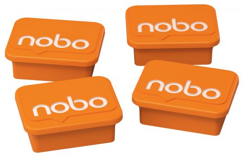 Nobo Whiteboard Magnets Orange Pack 4