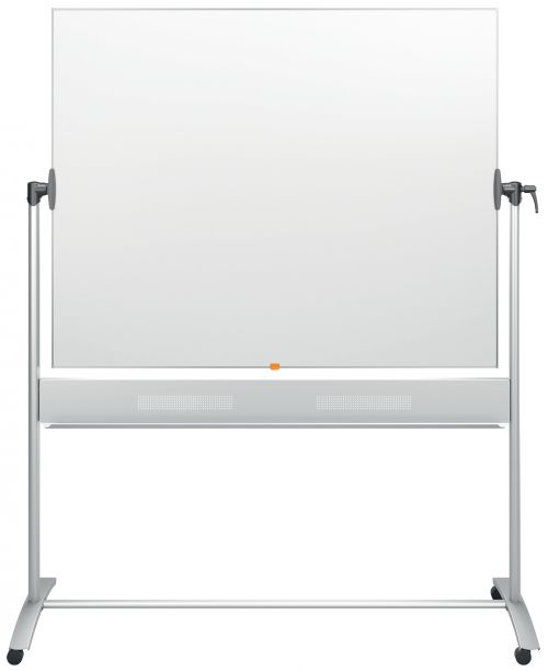 Nobo Classic Steel Mobile Dry Wipe Whiteboard with Horizontal Pivot (Flips Top to Bottom), Magnetic, 1500 x 1200 mm, Marker Included, White