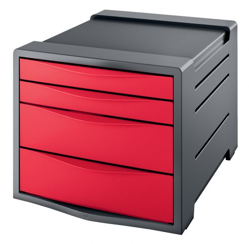 Rexel Choices 4 Drawer Cabinet, A4, Red