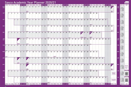 Sasco Academic Year Planner Unmounted 2020-21 - Outer carton of 10