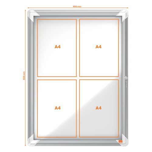 Nobo Premium Plus Magnetic Lockable Notice Board 4xA4 1902557 - ACCO Brands - NB06392 - McArdle Computer and Office Supplies