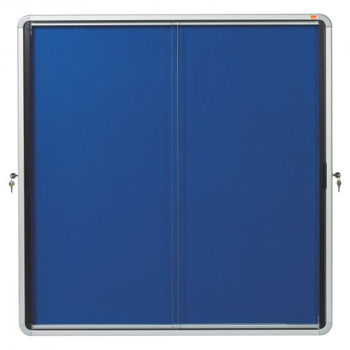 Nobo Premium Plus Felt Lockable Notice Board 12xA4 Blue