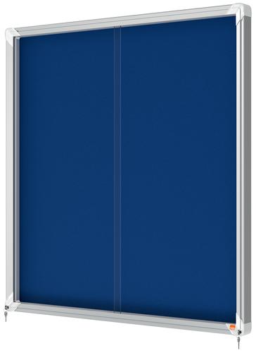 31306J - Nobo 1902566 Premium Plus Blue Felt Lockable Notice Board 12xA4