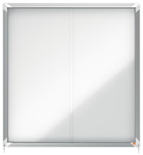 Nobo Premium Plus Magnetic Lockable Notice Board 12xA4 White