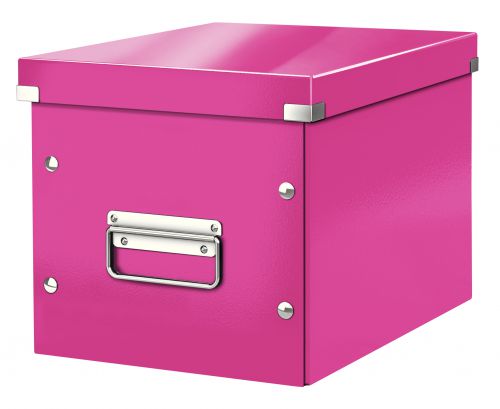 Leitz WOW Click & Store Cube Medium Storage Box, Pink.