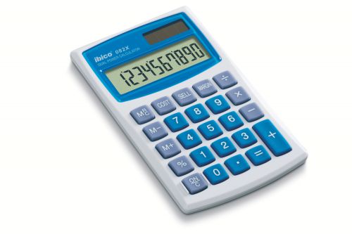 With an elegant protective wallet, the 10-digit LCD display Ibico 082X Pocket Calculator is slim and small enough to fit neatly into a shirt pocket. With an attractive white and blue finish, useful profit margin function and large + key, it is ideal for business people on the move.