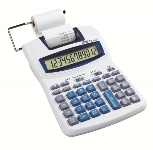 The compact Ibico 1214X Print Semi-Professional Calculator is flexible for use on your desktop with a mains adaptor or with batteries. It prints in black and red, has an angled 12-digit LCD display and prints at 2.4 lines per second. With a choice of time or date on the display plus print or non-print modes, it is one of the most versatile printer calculators available.