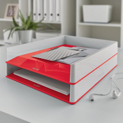 Leitz WOW Duo Colour Letter Tray White/Red - 53611026 ACCO Brands
