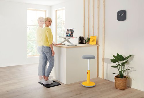 The Leitz Ergo Cosy Anti Fatigue Mat is the perfect standing desk mat to help create a comfortable and active workspace. Designed to promote a healthy posture, improve circulation and provide strong sole support, resulting in reduced fatigue and leg and foot pain that can be caused by prolonged standing. Made from strong, soft foam for enhanced durability in high traffic areas to ensure the mat will not tear or lose shape over time. The cushioned mat is perfect for the home office to use with socks or bare feet. With it´s minimalist design and modern velvet grey finish, this stylish rubber floor mat will improve health and wellbeing by effortlessly creating the perfect active working set-up. Combine with other Leitz Ergo products for an inviting and flexible workspace that keeps you moving all day.
