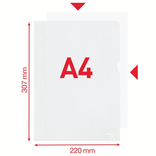 Esselte Cut Back Folder Polypropylene A4 105 Micron Clear (Pack 100) 54832