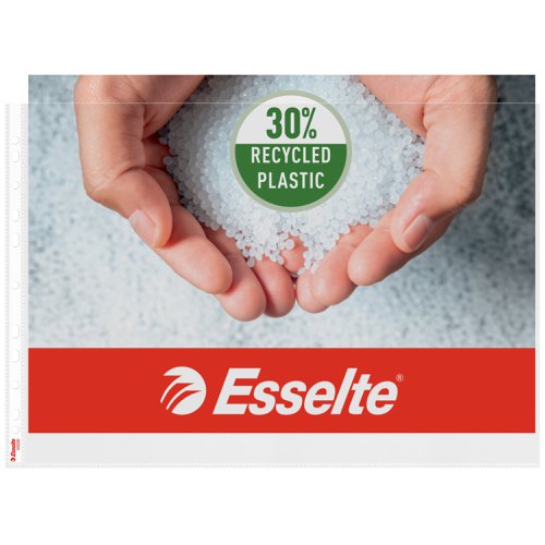 Esselte Quality Pocket A3, embossed clear, 0.09mm 30% pre-consumer Polypropylene (Pack 50)