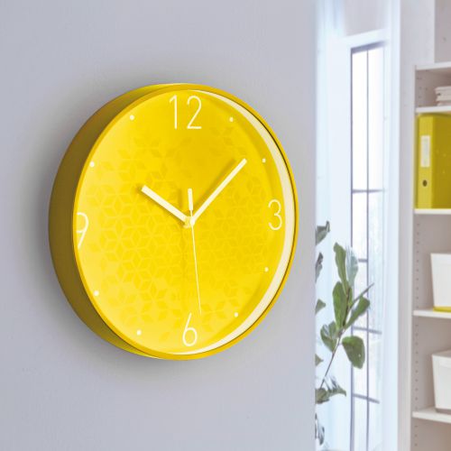 Leitz WOW Wall Clock 290x290x43mm Yellow Ref 90150016