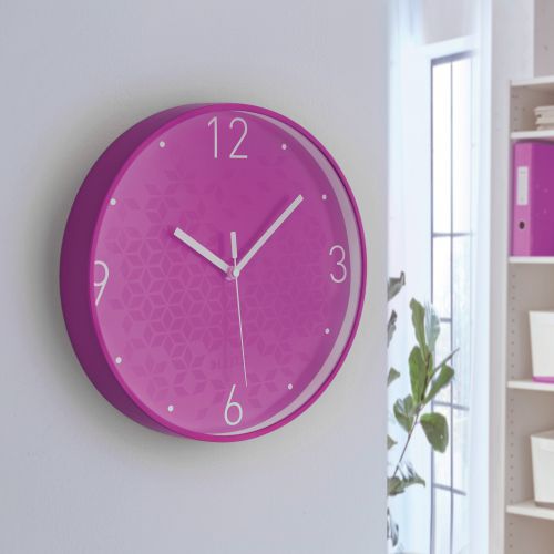 Leitz WOW Wall Clock 290x290x43mm Purple Ref 90150062 156414 Buy online at Office 5Star or contact us Tel 01594 810081 for assistance