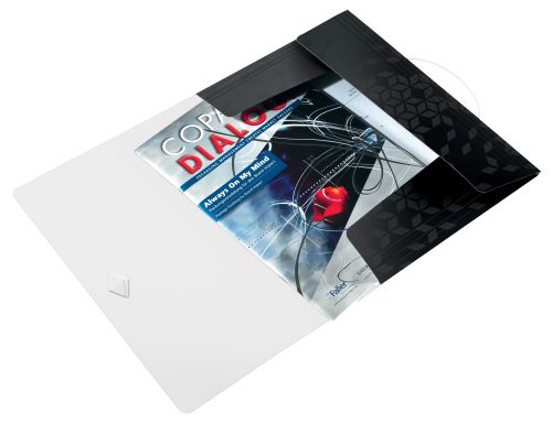 Leitz WOW 3 Flap Folder PP Elastic Straps A4 Black Ref 45990095 [Pack 10] ACCO Brands