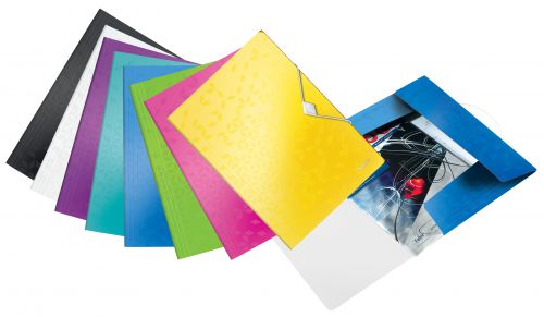 Leitz WOW 3 Flap Folder PP Elastic Straps A4 Black Ref 45990095 [Pack 10] ACCO Brands
