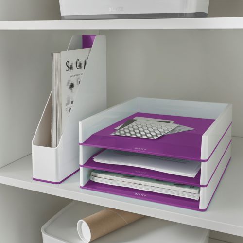 Leitz WOW Letter Tray Dual Colour White/Purple 53611062  56256AC