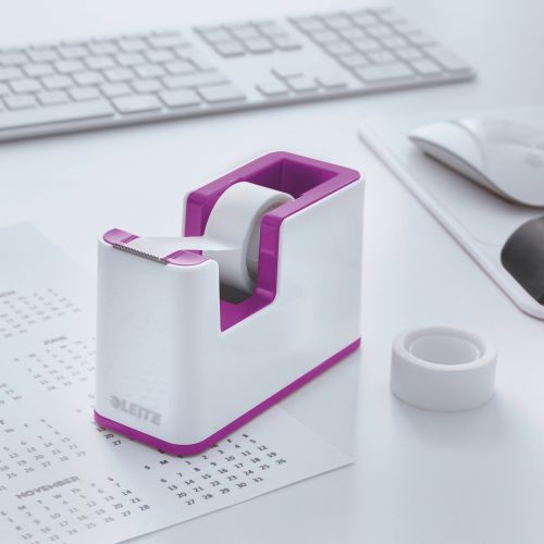 Leitz WOW Tape Dispenser White/Purple 53641062 56277AC Buy online at Office 5Star or contact us Tel 01594 810081 for assistance