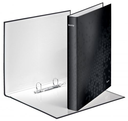 Leitz WOW Ring Binder Laminated. 25 mm, 2 D Ring mechanism. A4. Black - Outer carton of 10