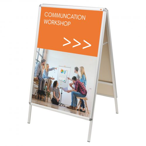 Nobo A0 A-Frame Pavement Display Board with Snap Frame, Aluminium Frame, Silver, Double Sided