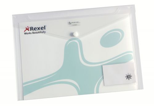 Rexel Ice Popper Wallets A4 Clear with Front Business Card Pocket (Pack Size 5)