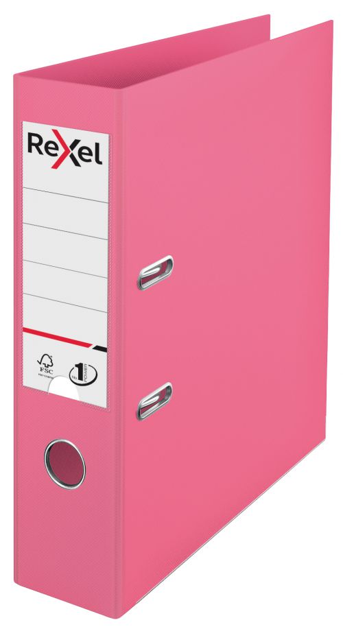 Rexel A4 Lever Arch File; Fuchsia Pink; 75mm Spine Width; Solea No.1 Power - Outer carton of 10