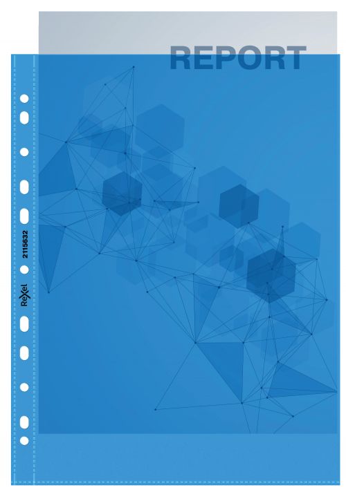 Rexel Quality A4 Punched Pockets; Blue; Pack of 10 - Outer carton of 10